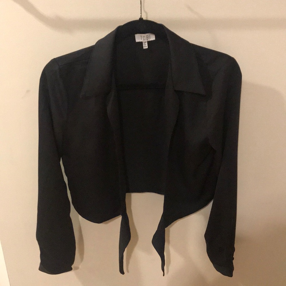 Tobi, front tie black blouse.